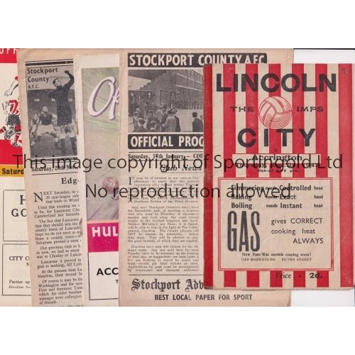 1130 - ACCRINGTON STANLEY       Seven away programmes: 1947/8 v Lincoln City, tape on the spine and Stockpo... 