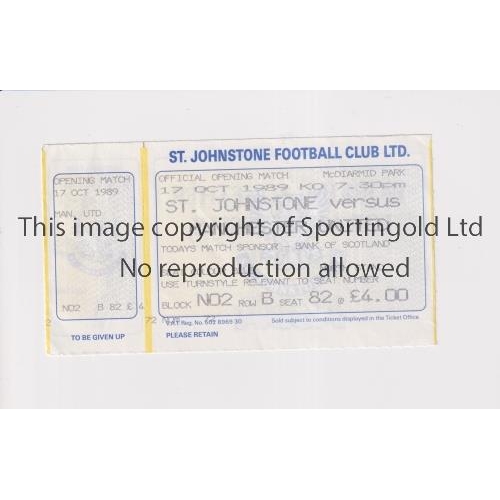 1182 - MANCHESTER UNITED      Ticket for the away Pre-season Friendly match v St. Johnstone 17/10/1989, unu... 