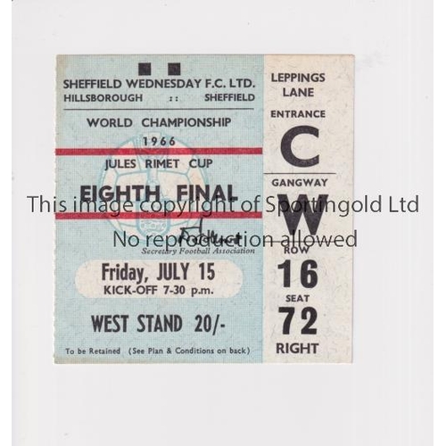 1187 - 1966 WORLD CUP SHEFFIELD       Ticket for the match at Spain v Switzerland 15/7/1966.      Generally... 