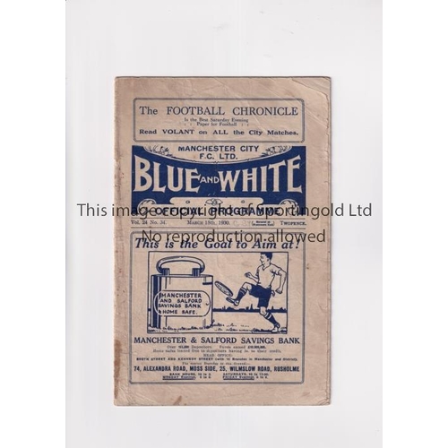 132 - MANCHESTER CITY V GRIMSBY 1930           Programme for the league match at Manchester City 15/3/1930... 