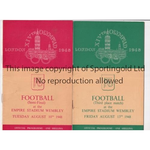 1365 - LONDON OLYMPICS 1948 / FOOTBALL     Two programmes at Wembley Stadium. Semi Final, Sweden v Denmark ... 