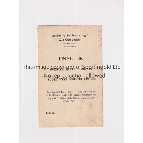 1375 - DULWICH AMATEUR LEAGUE V SOUTH WEST DISTRICT LEAGUE 1955       Programme for the Final of the London... 