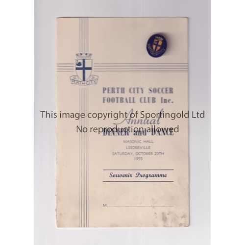 1583 - PERTH CITY AUSTRALIA   Dinner and dance card held at Leederville on 29/10/1955 and a Perth City FC b... 