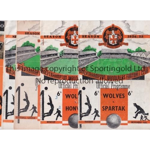 1586 - 1950'S WOLVES V EUROPEAN    Seven programmes for matches at Wolves against 1954/5 Spartak, Honved sc... 