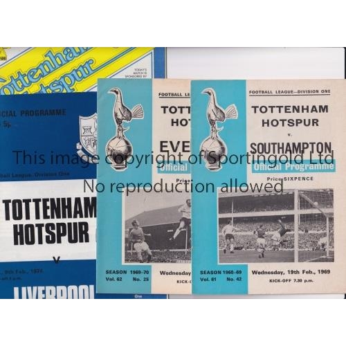 1601 - POSTPONED   Programmes for postponed matches Tottenham homes 19/2/69 Southampton, 17/12/69 Everton, ... 