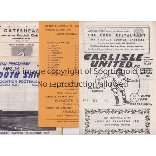 1602 - CARLISLE UNITED      Eight programmes for North Regional League matches: homes v Bradford P.A. and B... 