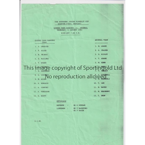 1640 - ARSENAL     Single sheet programme for the away SJFC tie v QPR 6/1/1983, slightly creased.       Gen... 