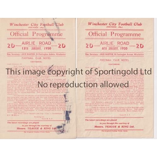 1664 - WINCHESTER CITY     Two home programmes v B.R. Eastleigh 6/1/1950, scores entered and Basingstoke 13... 