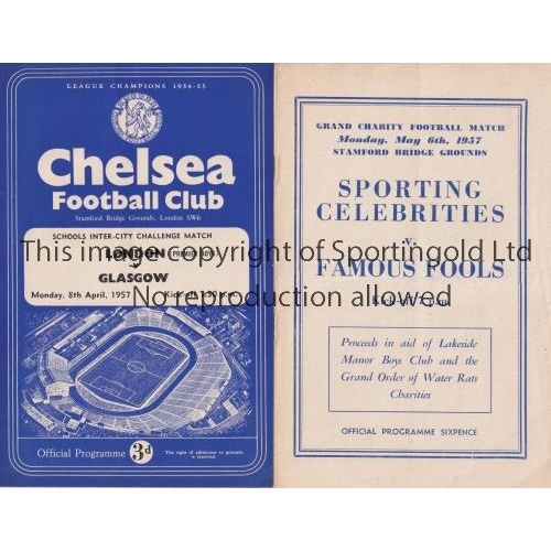 1697 - NEUTRAL MATCHES AT CHELSEA FC     Two programmes: London v Glasgow 8/4/1957 Schools match, very slig... 