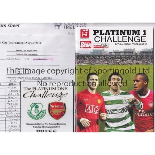 225 - MANCHESTER UNITED & ARSENAL IN DUBLIN     Programme for the 3 team Tournament including Shamrock Rov... 