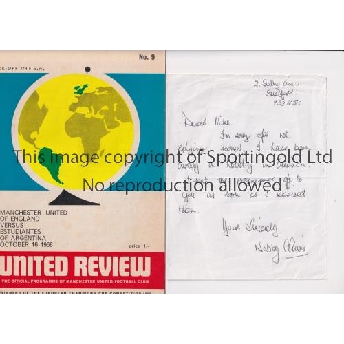 226 - NOBBY STILES SIGNED LETTER      Handwritten letter signed by Nobby Stiles regarding the sending of t... 