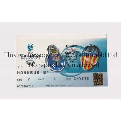 244 - 2004 UEFA SUPER CUP FINAL         Ticket for the match at Monaco, Porto v Valencia.    Good