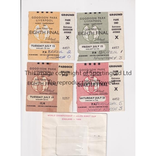 267 - 1966 WORLD CUP     All 5 tickets and a Season Ticket wallet for matches at Goodison Park 12/7 teams ... 