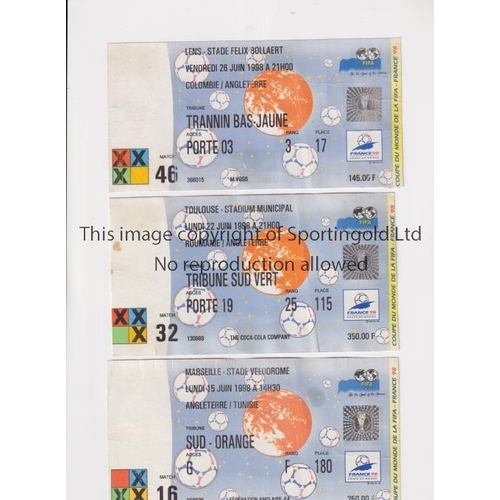 269 - 1998 WORLD CUP / FRANCE     Three tickets for England in the Group stage v Colombia, Romania, very s... 