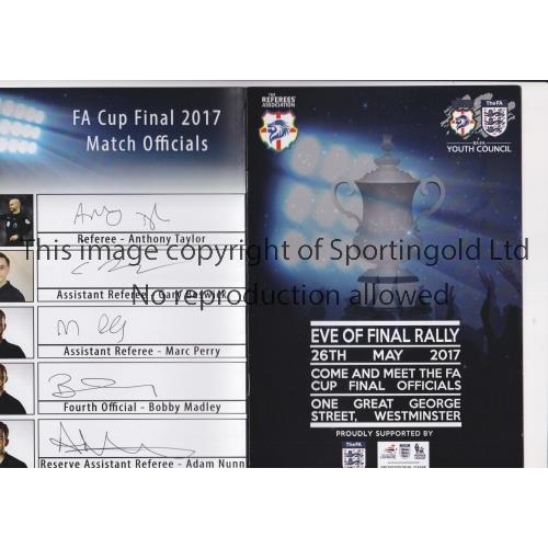 310 - 2017 FA CUP FINAL / ARSENAL V CHELSEA      Programme for the Eve of Final Rally 26/5/2017 in Westmin... 