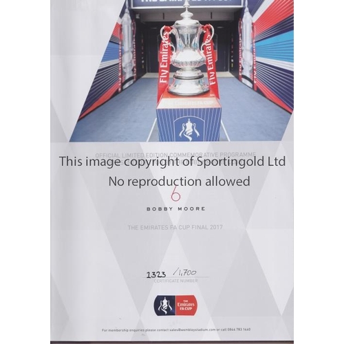 311 - 2017 FA CUP FINAL / ARSENAL V CHELSEA      Limited edition Wembley Bobby Moore Club hardback bound p... 