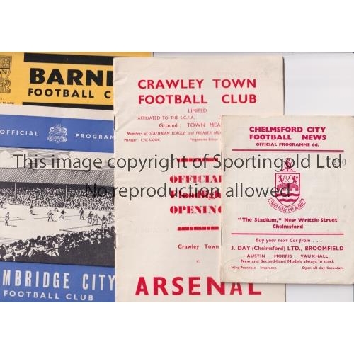 317 - ARSENAL     Four programmes for away Friendlies v Chelmsford City 62/3, slightly creased, Crawley To... 