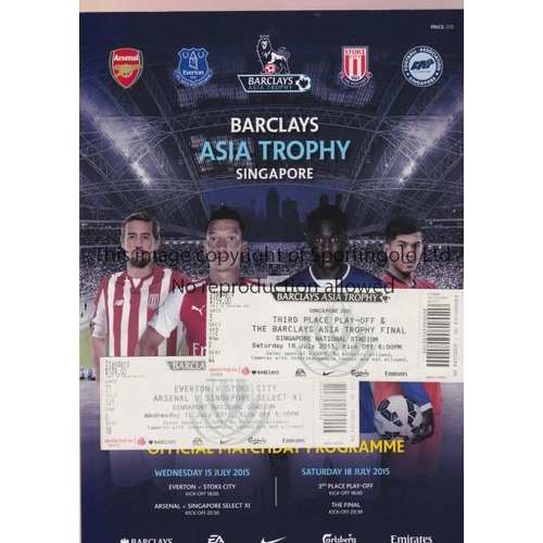 321 - ARSENAL / EVERTON / STOKE CITY IN SINGAPORE     Official programme and teamsheets for all 4 matches ... 