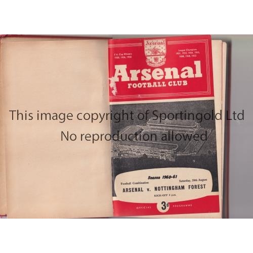 350 - ARSENAL      Official bound volume of home programmes with red covers for season 1959/60 including a... 