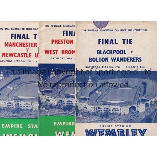 360 - FA CUP FINALS     Eleven programmes: 1953, slightly creased and ink stain at the top, 1954, 1955 X 2... 