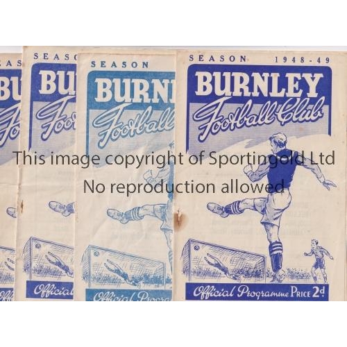 391 - BURNLEY     Ten home programmes for the 1948/9 season v Man. City slightly marked, Blackpool, Everto... 