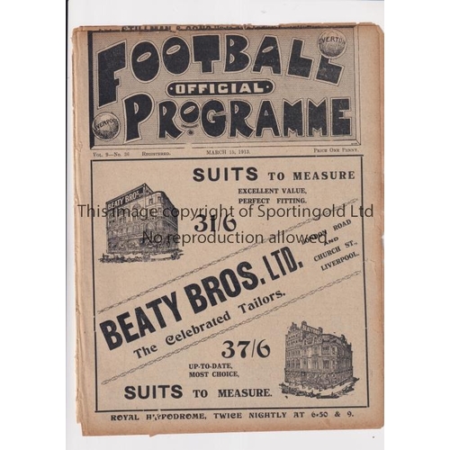 401 - EVERTON          Joint home programme for matches played on the same day 15/3/1913; Liverpool v Midd... 