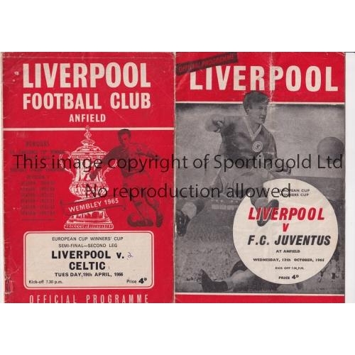 437 - LIVERPOOL CUP WINNERS CUP               Two home programmes for the European Cup Winners Cup matches... 