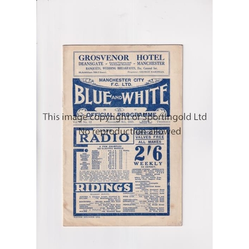 439 - MANCHESTER CITY V EVERTON 1935            Programme for the match at Manchester City 9/11/1935. Slig... 