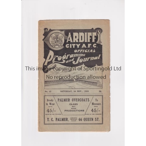 479 - CARDIFF CITY V LIVERPOOL 1924           Programme for the match at Cardiff 1/11/1924. Slightly creas... 