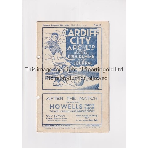 481 - CARDIFF CITY V WALSALL 1938               Programme for the match at Cardiff 5/9/1938. Slightly crea... 