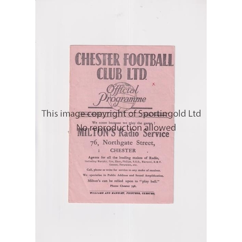 500 - CHESTER V MANCHESTER CITY 1948             Programme for the Trevor Walter testimonial 14/4/1948. Sl... 