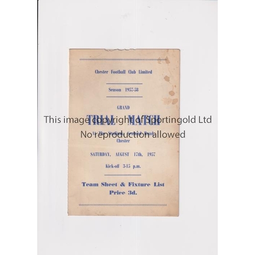 505 - CHESTER         Programme for the Trial match at Chester 17/8/1957. Wear at the top of the cover, so... 