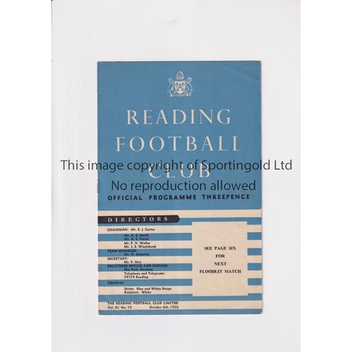 515 - CHELSEA      Programme for the away Friendly v Reading 8/10/1956, very slightly creased.      Genera... 