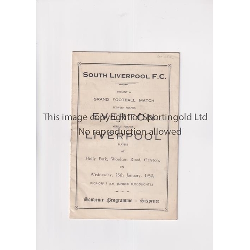 519 - EX-EVERTON V EX-LIVERPOOL 1950      Programme for the match 25/1/1950 at South Liverpool F.C., sligh... 