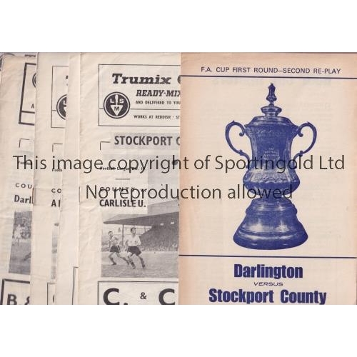 536 - STOCKPORT COUNTY      Six programmes: away v Darlington at Leeds United FC for the FA Cup 1st round,... 