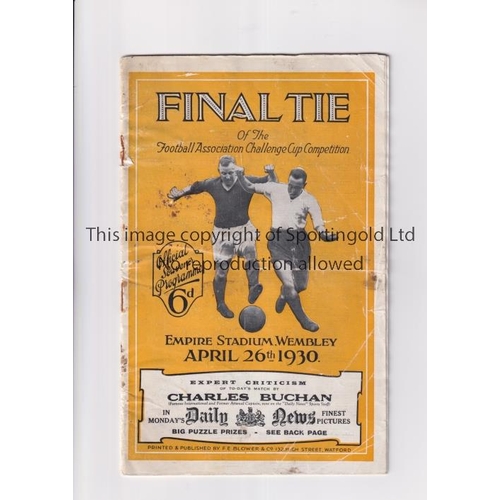 554 - 1930 FA CUP FINAL / ARSENAL V HUDDERSFIELD TOWN       Programme for the FA Cup Final tie at Wembley ... 