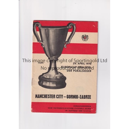 555 - 1970 ECWC FINAL / MANCHESTER CITY V GORNIK-ZABRZE        Programme for the ECWC Final Cup tie at Pra... 