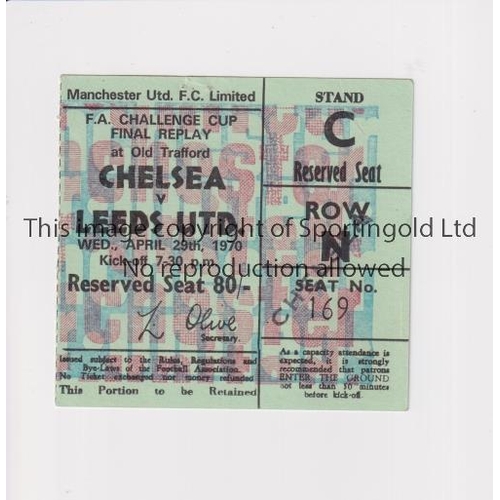 653 - CHELSEA V LEEDS UNITED / FA CUP FINAL 1970 REPLAY         Ticket for the FA Cup Final tie replay at ... 