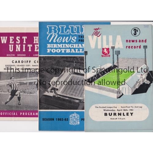 661 - FOOTBALL LEAGUE CUP SEMI-FINALS        Four programmes for the football League Cup Semi-Final ties, ... 