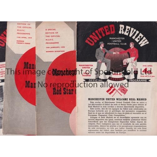 666 - MANCHESTER UNITED        Nine programmes including 4 X home v Real Madrid 25/4/1957, European Cup Se... 