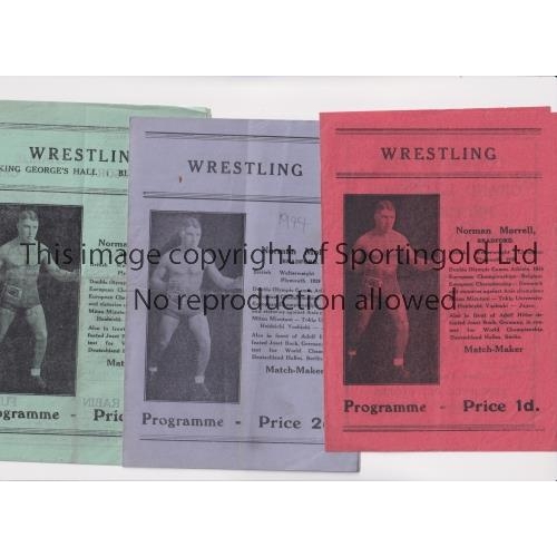 681 - WRESTING      programme for King George's Hall Blackburn: 8 X 1944, 5 X 1945, 1 X 1946, 2 X 1947, 5 ... 