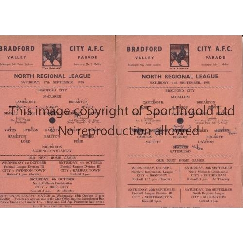 721 - BRADFORD CITY RESERVES          Two reserve programmes for the matches at Bradford City v Accrington... 