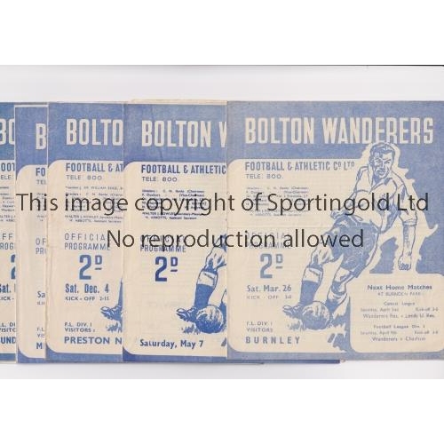 732 - BOLTON WANDERERS     Seven home programmes from 1948/49, six league matches v Burnley, Everton, Pres... 