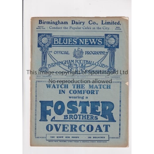 738 - BIRMINGHAM V EVERTON 1923               Programme for the match at Birmingham 8/12/1923. Horizontal ... 