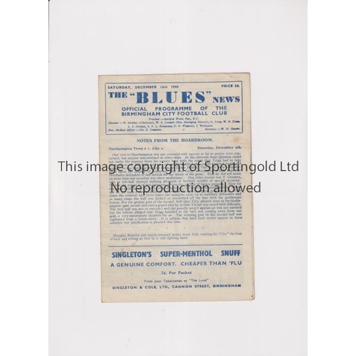 750 - BIRMINGHAM CITY V WEST BROMWICH ALBION 1944             Programme for the match at Birmingham 16/12/... 