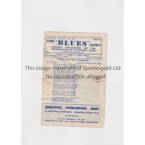 755 - BIRMINGHAM CITY V COVENTRY CITY 1945               Programme for the match at Birmingham 6/1/1945. H... 