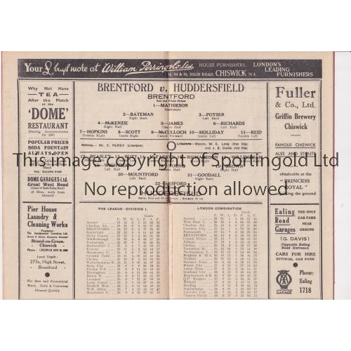 788 - BRENTFORD V HUDDERSFIELD 1937 FA CUP          Programme for the FA Cup third round tie at Brentford ... 