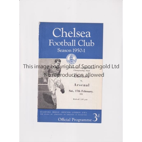 929 - CHELSEA V ARSENAL / 1951 FOOTBALL COMBINATION CHAMPIONSHIP FINAL      Programme for the match at Che... 