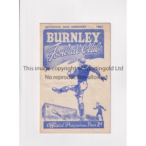 948 - TOTTENHAM HOTSPUR     Programme for the away League match v Burnley 24/2/1951 in their Championship ... 