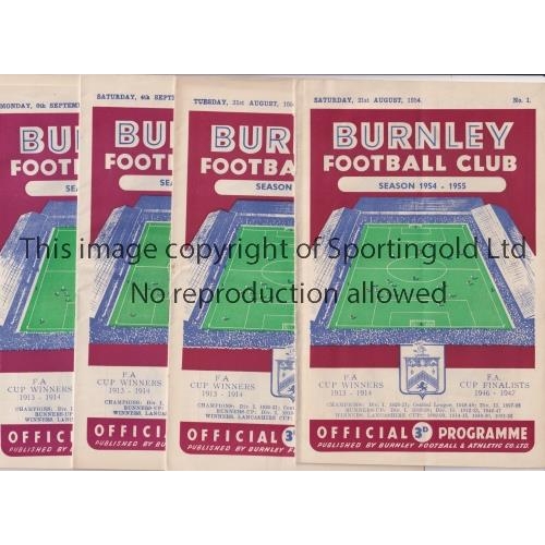 955 - BURNLEY      All 21 League home programmes for season 1954/5. A few are slightly creased and have te... 